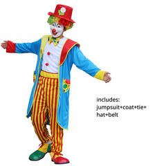Funny Circus Clown Unisex Colorful Suit Team Group Outfits Cosplay Costume Carnival Suit