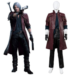 Game Devil May Cry V DMC5 Dante Aged Outfit Leather Cosplay Costume Halloween Carnival Suit