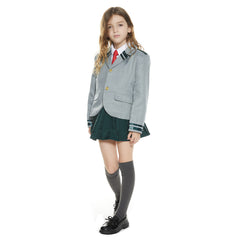 Kids Girls Ochaco Uraraka Asui Tsuyu Gray School Uniform Skirt Outfits Cosplay Costume Halloween Carnival Suit