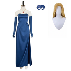 Dispatch (2025) Blonde Blazer Mandy Blue Dress Gown Set Outfits Cosplay Costume