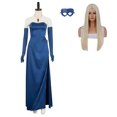 Dispatch (2025) Blonde Blazer Mandy Blue Dress Gown Set Outfits Cosplay Costume