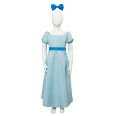 Kids Children Movie Peter Pan & Wendy Blue Dress Wendy Cosplay Costume Halloween Carnival Suit