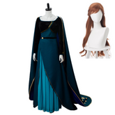 Movie Frozen 2 Queen Anna Coronation Gown Dress Dark Green Cosplay Costume Halloween Carnival Suit