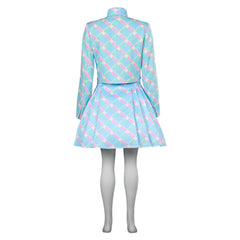 Kids Girls Barbie 2023 Margot Robbie Barbie Blue Dress Outfits Cosplay Costume Suit