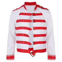Queen Freddie Mercury Red And White Coat Outfits Cosplay Costume Halloween Carnival Suit