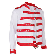 Queen Freddie Mercury Red And White Coat Outfits Cosplay Costume Halloween Carnival Suit