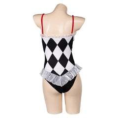 Joker 2 Joker: Folie à Deux (2024) Harley Quinn Black White Check Swimsuit Outfits Cosplay Costume Halloween Carnival Suit