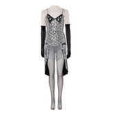 Moulin Rouge Musical Satine Black White Sequins Tassel Dress Set Outfits Cosplay Costume