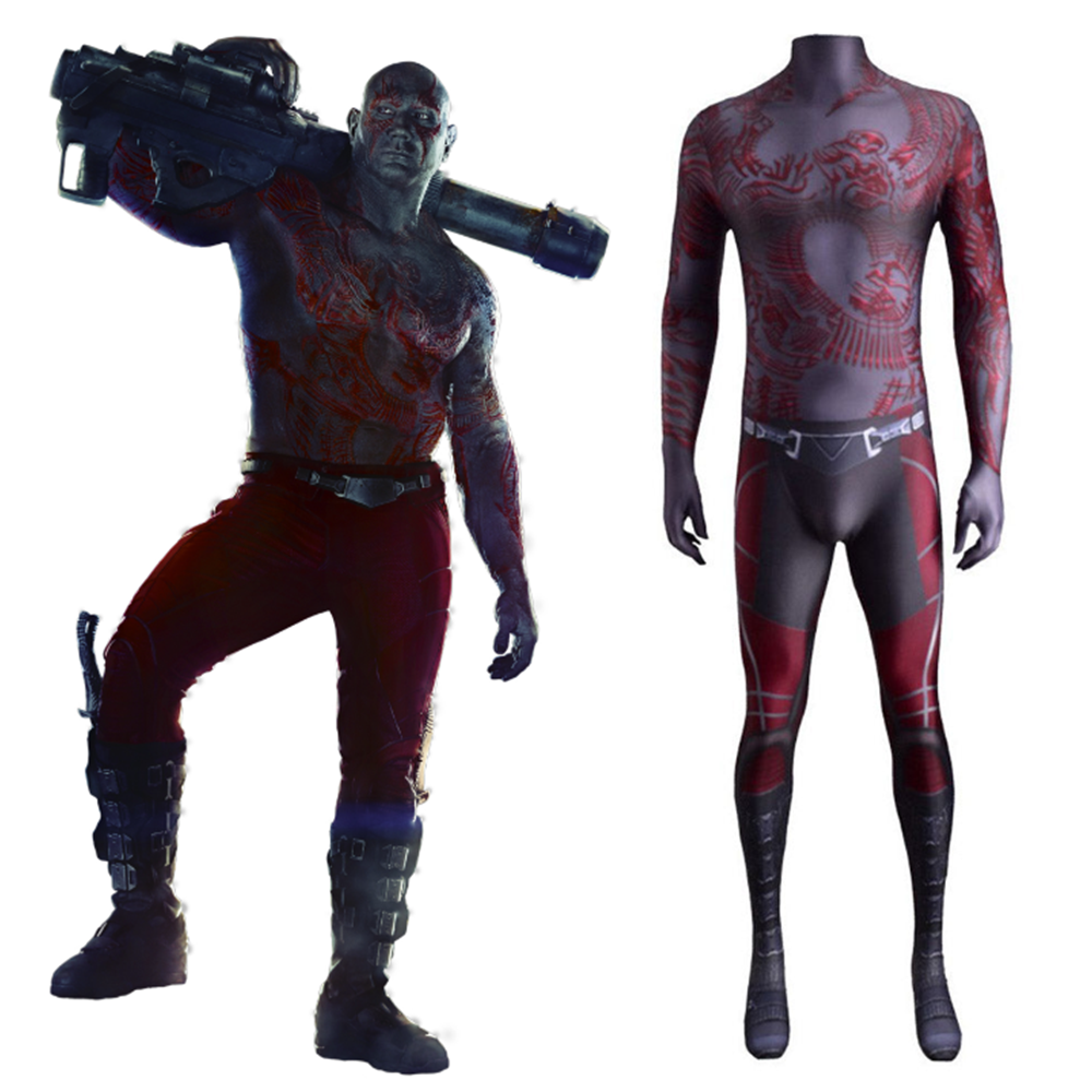 Movie Guardians of the Galaxy Drax the Destroyer Cosplay Costume Jumpsuit Outfits Halloween Carnival Party Disguise Suit