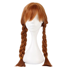 Kids Children Movie Frozen Anna Princess Brown Wig Cosplay Accessories Halloween Carnival Props
