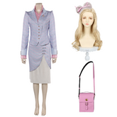 Wicked (2024) Glinda Purple Striped Outfits Cosplay Costume Halloween Carnival Suit