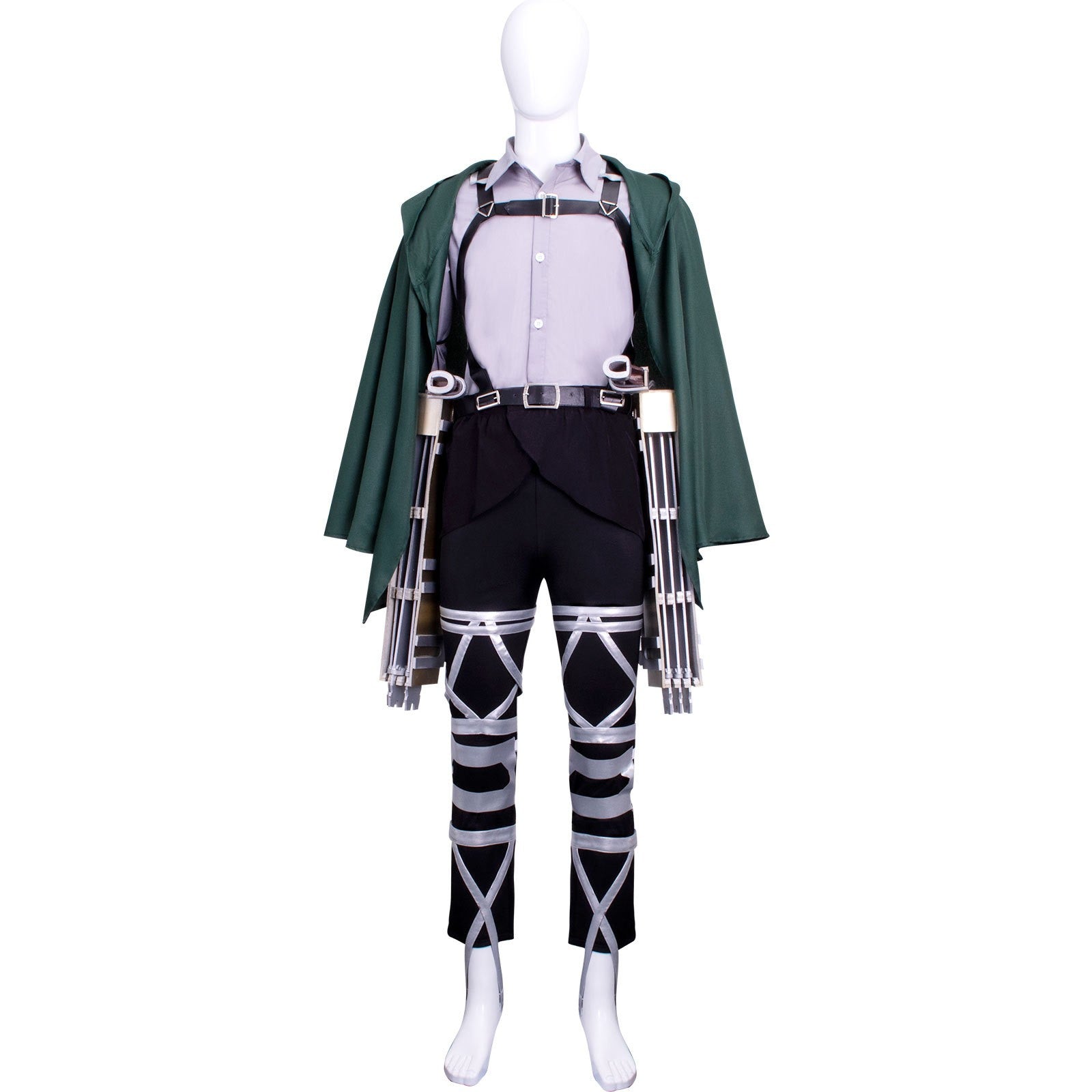 Anime Levi·Ackerman Green Coat Set Outfits Cosplay Costume Suit