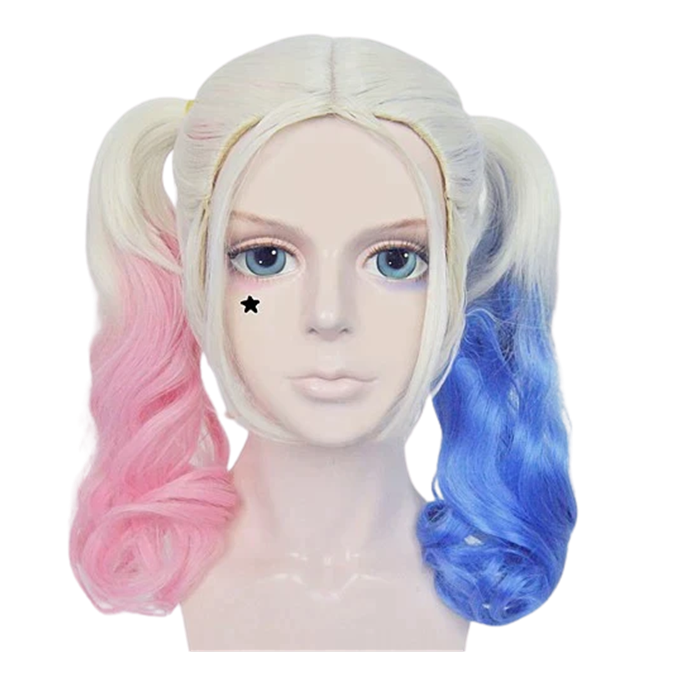 Movie Suicide Squad Harley Quinn Pink And Blue Wigs Cosplay Accessories Halloween Carnival Suit