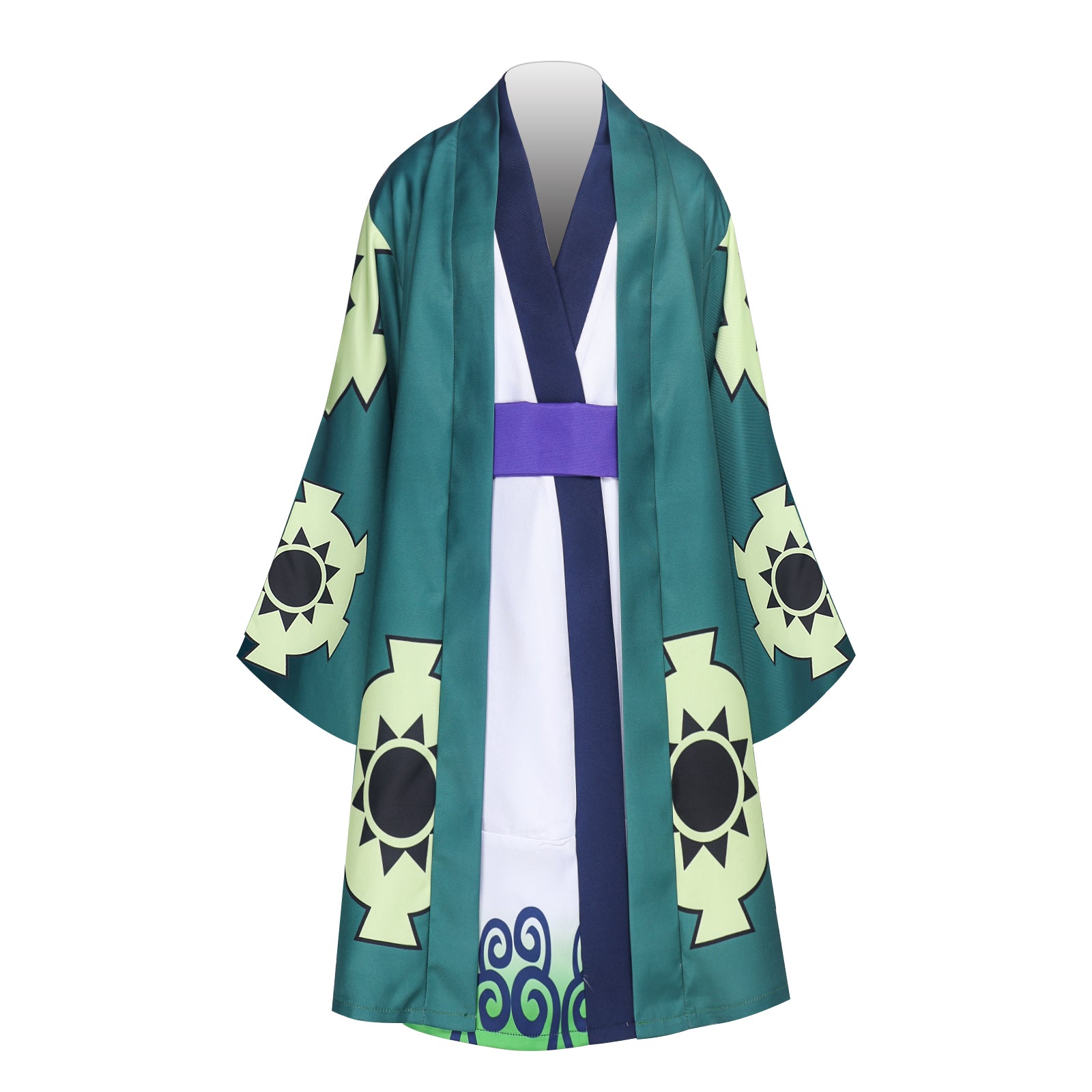 Kids Children Anime One Piece Wano Country Arc Roronoa Zoro Green Set Outfits Cosplay Costume Halloween Carnival Suit