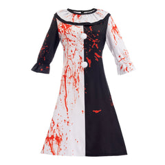 Terrifier 4 (2026) The Little Pale Girl Bloody Black White Dress Halloween Horror Cosplay Costume