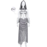 Renaissance Medieval Silver Chainmail Skirt Set Knight Outfits Cosplay Costume