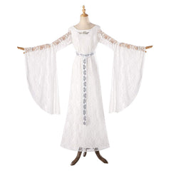 The Lord Of The Rings (2024) Galadriel Elf Queen White Lace Dress Outfits Cosplay Costume