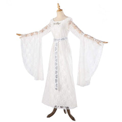 The Lord Of The Rings (2024) Galadriel Elf Queen White Lace Dress Outfits Cosplay Costume