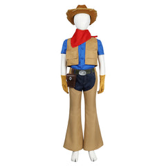 Kids Children Princess Peach: Showtime! 2024 Cowboy Peach Brown Outfits Cosplay Costume Halloween Carnival Suit