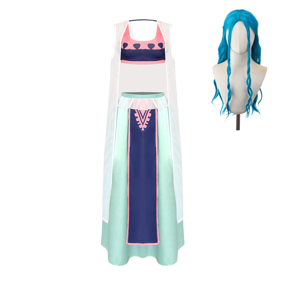 One Piece Vivi Outfits Blue Dress Cosplay Costume Halloween Carnival Suit
