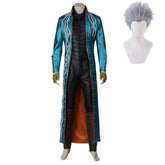 Devil May Cry 3 Vergil Cyan Long Coat Set Outfits Cosplay Costume