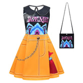 Kids Children Rumi Zoey Mira Printed Sleeveless Blue Dress Bag Outfits Cosplay Costume