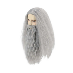 The Lord Of The Rings Gandalf Dumbledore Gray Cosplay Wig Mustache Halloween Party Props