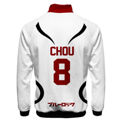 Blue Lock Isagi Yoichi Meguru Bachira White Uniform Zip-Up Sweatshirt Sports Jacket Cosplay Costume