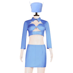 The Fifth Element Flight Attendant Stewardess Blue Uniform Retro Set Outfits Cosplay Costume
