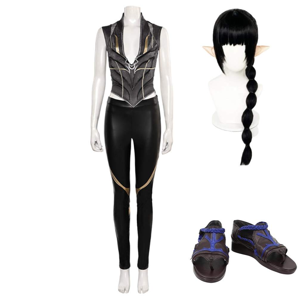 Game Baldur's Gate Shadowheart Black Set Outfits Cosplay Costume Halloween Carnival Suit