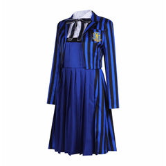 The Addams Family (2025) Blue Stirpes School Uniform Set Outfits Cosplay Costume Halloween Suit