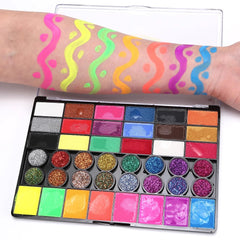 42 Colors Professional Face Painting Kit For Kids Adult Makeup Kit Non-Toxic Water Activated Facepaint Palette With Brush Stencil For Party Halloween Cosplay Props
