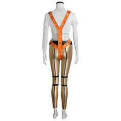 The Fifth Element Leeloo White Top Orange Braces Trousers Set Outfits Cosplay Costume
