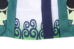Kids Children Anime One Piece Wano Country Arc Roronoa Zoro Green Set Outfits Cosplay Costume Halloween Carnival Suit
