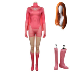 Invincible Season 2 (2023) Atom Eve Cosplay Costume Pink Jumpsuit Cloak Outfits Halloween Carnival Suit