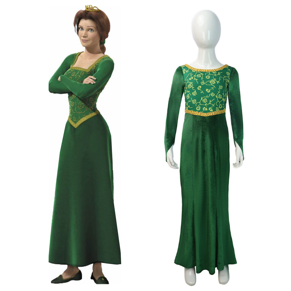 Kids Girls Movie Shrek Princess Fiona Dress Cosplay Costume Outfits Ha