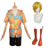 Anime One Piece Egghead Arc Sanji Orange Shirt Outfits Cosplay Costume Halloween Carnival Suit