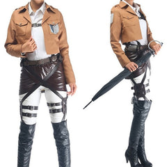 Anime Survey Corps Eren Jaeger Brown Coat Set Outfits Cosplay Costume Halloween Carnival Suit
