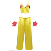 Adult Band Singer Yellow Vest Pants Sportswear Cheerlead Outfits Cosplay Costume