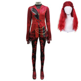 Adult Kids Descendants: Wicked Wonderland (2026) Red Printed Jumpsuit Halloween Cosplay Costume