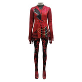 Adult Kids Descendants: Wicked Wonderland (2026) Red Printed Jumpsuit Cosplay Costume