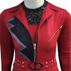 Adult Kids Descendants: Wicked Wonderland (2026) Red Printed Jumpsuit Cosplay Costume