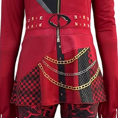Adult Kids Descendants: Wicked Wonderland (2026) Red Printed Jumpsuit Cosplay Costume