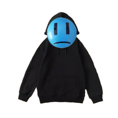 Adult Kids Escape The Backrooms Horror Partypooper Black Hoodie Blue Mask Outfits Cosplay Costume