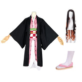 Adult Anime Nezuko Pink Kimono Uniform Outfit Cosplay Costume Halloween Carnival Suit