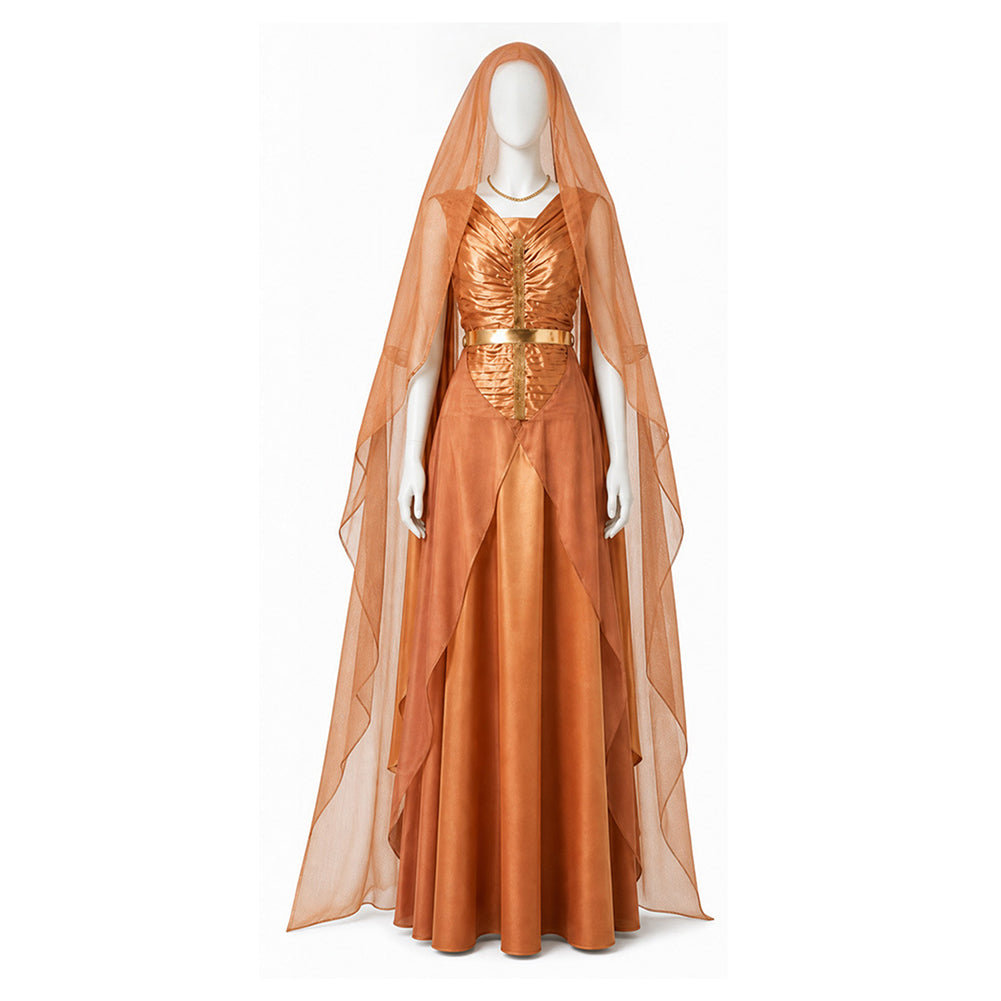 Andor Season 2 (2025) Mon Mothma Golden Dress Veil Set Cosplay Costume