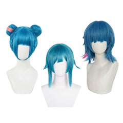 Arcane: League of Legends Jinx Powder Blue Cosplay Wig Heat Resistant Synthetic Hair Carnival Halloween Party Props