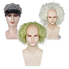 Beetlejuice 2 (2024) Beetlejuice White Green Wig Hat Cosplay Accessories Halloween Props