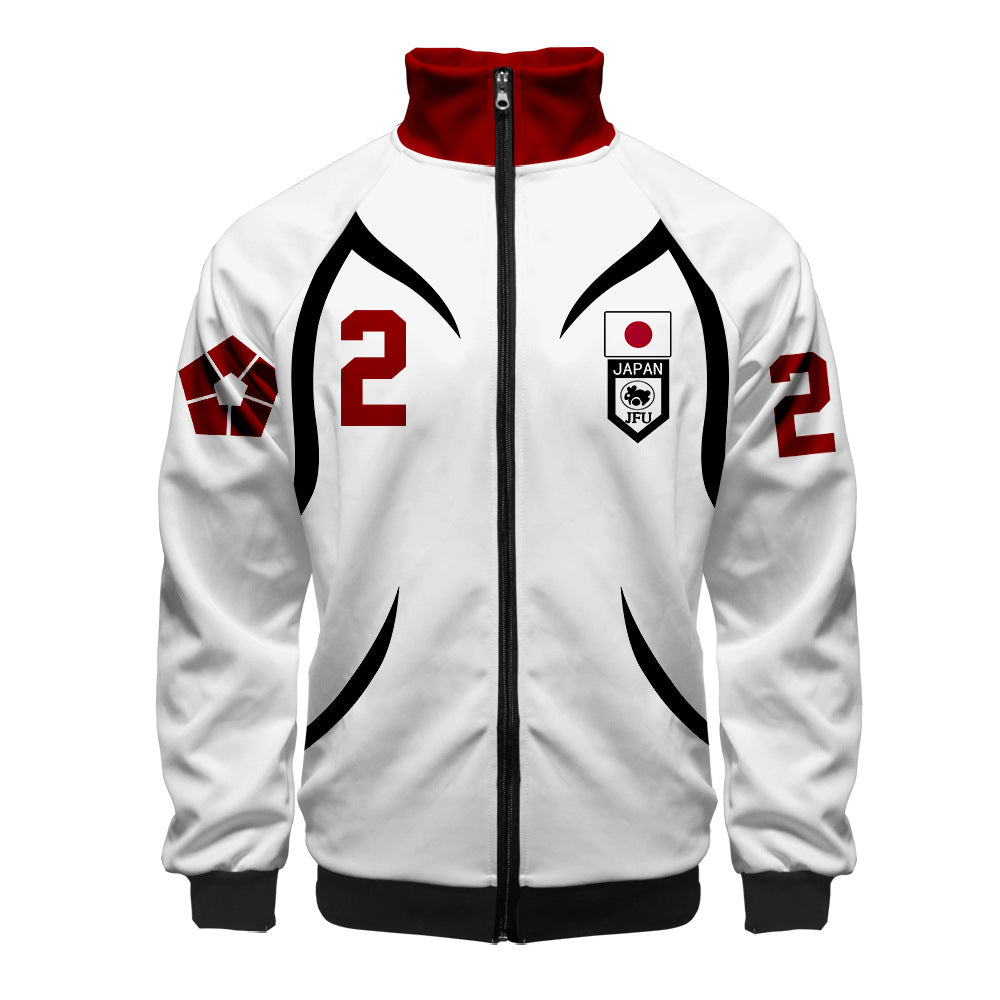 Blue Lock U-20 White Team Uniform Zip-Up Sweatshirt Sports Jacket Cosplay Costume