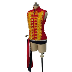 Les Misérables Musical Enjolras Red Waistcoat Vest Sash Medieval Outfits Cosplay Costume